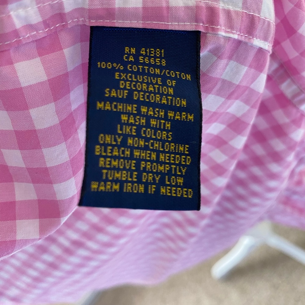 Ralph Lauren Pink Gingham Button Down Shirt - Picture 2 of 13